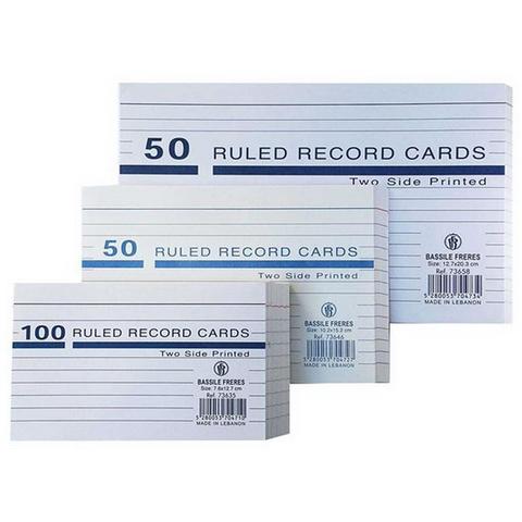 2 Sided Ruled Record Cards